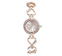 JUSKAQZYI Wristwatch Elegant Digital Watch for Women Heart Shape Quartz Watch Rhinestone Trim Wrist As Gift Bracelet Watch(Gold)