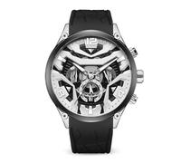 JUSKAQZYI Wristwatch Multi-Function Casual Watch Creative Dial Wristwatch with Silicone Strap Sports Waterproof Quartz Wrist Watch Men's Gift Bracelet Watch(White face+Black Belt)