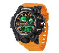 JUSKAQZYI Wristwatch Sport Watch Digital Waterproof Watches Analog Outdoor Wrist Watch LED Luminous Alarm Stopwatch Unisex Wristwatch Bracelet Watch(Orange)