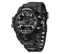 JUSKAQZYI Wristwatch Sport Watch Digital Waterproof Watches Analog Outdoor Wrist Watch LED Luminous Alarm Stopwatch Unisex Wristwatch Bracelet Watch(Nero)