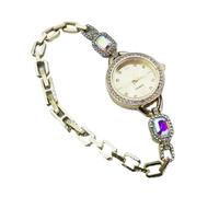 JUSKAQZYI Wristwatch Women's Luxury Bracelet Watch Round Dial with Roman Numerals Wristwatch Elegant Small Imitation Diamond Analog Quartz Watches Bracelet Watch(Gold)