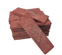Jusmioke 20 Pcs Red Thin Wall Brick Veneers, 2.4" x 7.9" for Kitchen Backsplash, Fireplace, Living Room, Interior and Exterior Wall Decoration (3.5 sq.ft)