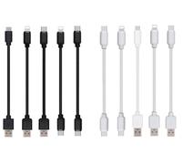 JuSoFU 10-Pack Multi Short USB Cables & TypeC-C Cables for Charging Stations Compatible/w iPhone16/15, iPhone5-14/ iPads/iPad mini/iPad Pros/Samsung Moblies & Tablets/Pixel & Nexus/HTC/Sony(White)