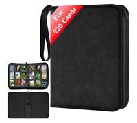 JUSONEY Trading Card Binder With 9-Sided Holder for 720 Cards - Album Zipper Binder for MTG, Playing and Sports Cards (Black)