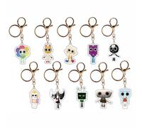 JUSONGKWCP 10 Pcs World for Dandys Keychain Game Figure Vee Goob Keyring Pendant Cute Acrylic Chain Decor Dandy Worlds Merch