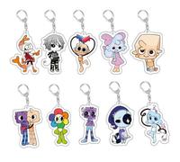 JUSONGKWCP 10 Set World for Dandys Keychain Game Figure Vee Goob Keyring Pendant Cute Acrylic Chain Decor Dandys Action Figures Merch
