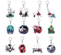 JUSONGKWCP 12 Pcs Hollow The Knights Keychain Game Figure Cosplay Keyring Pendant Hollow The Knights Acrylic Chain Decor
