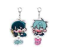 JUSONGKWCP 2 Alien Stages Till&Ivan Keychain Anime Figure Cute Keyring Pendant Alien Stages Acryl Chain Decor Merch Collection