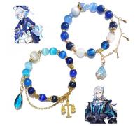 JUSONGKWCP 2 Pcs Gen Shin Neuvillette Furina Bracelet Glass Beaded Bangle Costume Jewellery Game Figure Fashion Bracelet Neuvillette Furina Cosplay Accessories