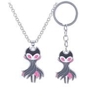 JUSONGKWCP 2 Pcs Hollow Knights Grimm Keychain Necklace Game Hollow Knights Troupe Master Grimm Accessories Grimm Cosplay Metal Pendant Jewellery (2pcs)