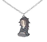JUSONGKWCP 2 Pcs Kimetsus No Kokushibo Keychain Necklace Anime Ghost Killing Kokushibo Figure Cosplay Accessories Cool Metal Pendant Jewellery (necklace)