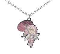 JUSONGKWCP 2 Pcs Kimetsus No Mitsuri Keychain Necklace Anime Ghost Killing Kanroji Mitsuri Figure Cosplay Accessories Cool Metal Pendant Jewellery (necklace)