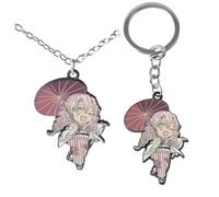 JUSONGKWCP 2 Pcs Kimetsus No Mitsuri Keychain Necklace Anime Ghost Killing Kanroji Mitsuri Figure Cosplay Accessories Cool Metal Pendant Jewellery (2pcs)