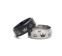JUSONGKWCP 2 Pcs Kingdoms Hearts Cosplay Accessories Ring Silver Game Logo Adjustable Ring Kingdoms Hearts Figure Jewellery Couple Rings, Size 8
