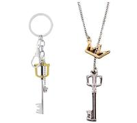 JUSONGKWCP 2 Pcs Kingdoms Hearts Keychain Necklace Game Figure Sora Cosplay Accessories Cool Key Pendant Jewellery (2pcs)