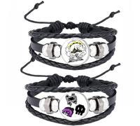 JUSONGKWCP 2 Pcs Murder Uzi Drone Leather Bracelet Multi-layer Leather Braided Bangle Costume Jewellery Vintage Bracelet J N V Cosplay Accessories (Black-5)