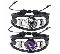 JUSONGKWCP 2 Pcs Murder Uzi Drone Leather Bracelet Multi-layer Leather Braided Bangle Costume Jewellery Vintage Bracelet J N V Cosplay Accessories (Black-3)