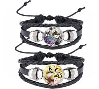 JUSONGKWCP 2 Pcs Murder Uzi Drone Leather Bracelet Multi-layer Leather Braided Bangle Costume Jewellery Vintage Bracelet J N V Cosplay Accessories (Black-1)