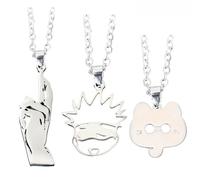 JUSONGKWCP 3 Pcs Itadori Fushiguro Necklace for Men Women Fashion Cute Cat Necklace Itadori Cosplay Accessories Sliver Cat Pendant Jewellery Chain