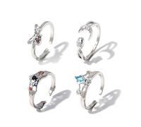 JUSONGKWCP 4 Pcs Bungo Strays Dogs Rings Anime Figure Chuya Dazai Akutagawa Cosplay Accessories Open Adjustable Ring Jewellery