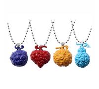 JUSONGKWCP 4 Pcs One Pieces Devil Fruit Necklace for Men Women 3D Fashion Devil Fruit Gum-Gum Fruit Necklace One Pieces Cosplay Accessories Pendant Jewellery Chain