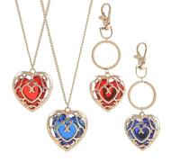 JUSONGKWCP 4 Pcs Zelds Echoes of Wisdoms Keychain Necklace Game Zelds Red and Sapphire Heart Accessories Zelds Link Cosplay Metal Pendant Jewellery