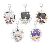 JUSONGKWCP 5 Love＆Deepspace Keychain Anime Cute Figure Keyring Pendant Acrylic Key Accessories Chain Set Love＆Deepspace Qingche Sylus Merch