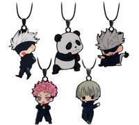 JUSONGKWCP 5 Pcs Anime JJK Necklace for Men Women Manga Figure Yujis Gojos Inumaki Panda Fashion Necklace Costume Accessories Jujuts Pendant Jewellery Chain