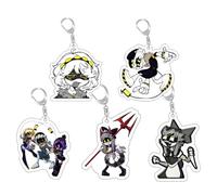 JUSONGKWCP 5 Pcs MurdersUzi Keychain Game Cartoon Figure Uzi J N Keyring Pendant Cute Acrylic Chain Decor MurdersUzi Merch