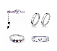 JUSONGKWCP 5 Pcs RyomenSukuna OkkotsuYuta SatoruGojo Cosplay Rings Anime JJKS Figure Accessories Open Adjustable Ring Jewellery