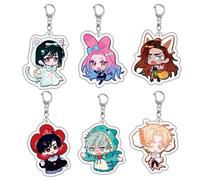 JUSONGKWCP 6 Alien Stages Keychain Anime Figure Cosplay Keyring Pendant Alien Stages Acryl Chain Decor Merch Collection