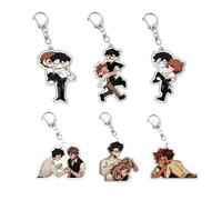 JUSONGKWCP 6 DeadPlates Keychain Anime Figure Cosplay Keyring Pendant DeadPlates Acryl Chain Decoration