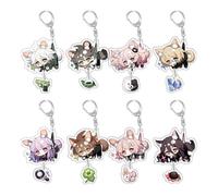 JUSONGKWCP 8 Pcs Danganronpas Keychain Game Anime Figure Kokichi Monokuma Cosplay Keyring Pendant Danganronpas Cute Acrylic Chain Decor