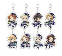 JUSONGKWCP 8 Pcs Hetali AxisPowers Acryl Keychain Anime Figure Keyring Pendant Chain Decor Hetali AxisPowers Merch