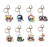 JUSONGKWCP 8 World for Dandys Keychain Game Figure Keyring Pendant Cute Acrylic Chain Decor Dandys Action Figures Merch