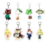 JUSONGKWCP Animal Crossed Keychain Figure Cute Keyring Pendant Animal Crossed Chain Decor Merch Collection, Acryl 8 Pack