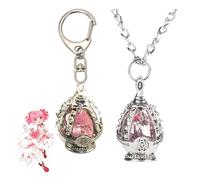 JUSONGKWCP Madoka Magica Soul Gem Necklace Keychain 2 Pcs Anime Madoka Magica Five Colors Soul Gem Pendant Jewellery Kaname Madoka Cosplay Accessories Gem Chain (pink)