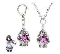 JUSONGKWCP Madoka Magica Soul Gem Necklace Keychain 2 Pcs Anime Madoka Magica Five Colors Soul Gem Pendant Jewellery Kaname Madoka Cosplay Accessories Gem Chain (purple)
