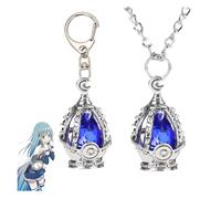 JUSONGKWCP Madoka Magica Soul Gem Necklace Keychain 2 Pcs Anime Madoka Magica Five Colors Soul Gem Pendant Jewellery Kaname Madoka Cosplay Accessories Gem Chain (blue)