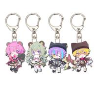 JUSONGKWCP Projects Sekai's Keychain 4-Piece Game Anime Figure Mizuki Sekai's Rui Cosplay Accessories Cute Keyring Pendant Acryl Chain for Bag Car