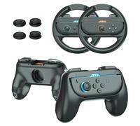 JUSPRO Joy-Con Grips & Steering Wheels Bundle for Nintendo Switch 2, Ergonomic Anti-Slip Handles Compatible with Joy-Con 2, Switch OLED & 2017 Models, Racing Accessories for Mario Kart World