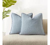 JUSPRURBET Light Blue Boucle Throw Pillow Covers 20x20 inch Set of 2 for Couch Bedroom Sofa Living Room Decorative Soft Thick Textured Cushion Covers with Hidden Zipper