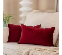 JUSPURBET 12x20 Pillow Covers Set of 2 Decorative Throw Pillow Covers Case for Couch Sofa Bed Soft Velvet Lumbar Cushion Covers with Hidden Zipper for Home Decor Living Room,Red Wine