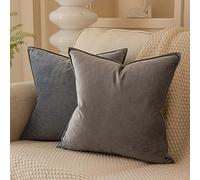 JUSPURBET 14x14 Pillow Covers Set of 2 Decorative Throw Pillow Covers Case for Couch Sofa Bed Soft Velvet Cushion Covers with Hidden Zipper for Home Decor Living Room,Gray