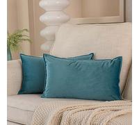 JUSPURBET 14x24 Pillow Covers Set of 2 Decorative Throw Pillow Covers Case for Couch Sofa Bed Soft Velvet Lumbar Cushion Covers with Hidden Zipper for Home Decor Living Room,Seafoam