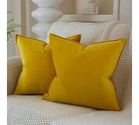 JUSPURBET 18x18 Pillow Covers Set of 2 Decorative Throw Pillow Covers Case for Couch Sofa Bed Soft Velvet Cushion Covers with Hidden Zipper for Home Decor Living Room,Lemon