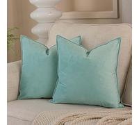 JUSPURBET 18x18 Pillow Covers Set of 2 Decorative Throw Pillow Covers Case for Couch Sofa Bed Soft Velvet Cushion Covers with Hidden Zipper for Home Decor Living Room,Mist