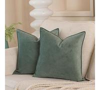 JUSPURBET 18x18 Pillow Covers Set of 2 Decorative Throw Pillow Covers Case for Couch Sofa Bed Soft Velvet Cushion Covers with Hidden Zipper for Home Decor Living Room,Sage