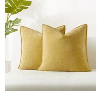 JUSPURBET 18x18 Throw Pillow Covers Set of 2 Decorative Pillow Covers for Couch Sofa Bed Cozy Chenille Cushion Covers Cases with Invisible Zipper for Living Room Home Decor,Yellow
