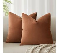 JUSPURBET 20x20 Throw Pillow Covers Set of 2 Decorative Pillow Covers for Couch Sofa Bed Cozy Velvet Cushion Covers Cases with Invisible Zipper for Living Room Home Decor,Mocha Mousse